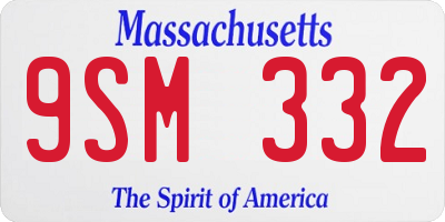 MA license plate 9SM332