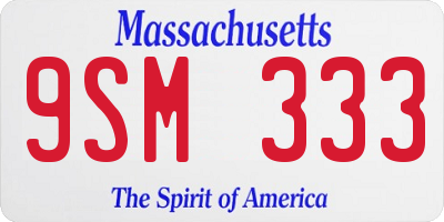 MA license plate 9SM333