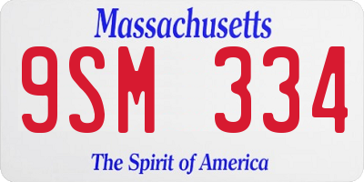 MA license plate 9SM334