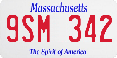 MA license plate 9SM342