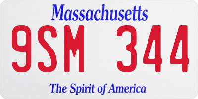 MA license plate 9SM344