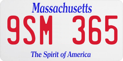 MA license plate 9SM365