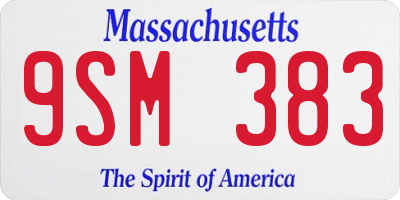 MA license plate 9SM383