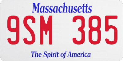 MA license plate 9SM385