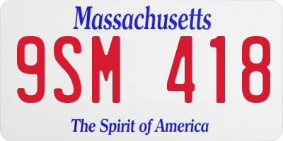 MA license plate 9SM418