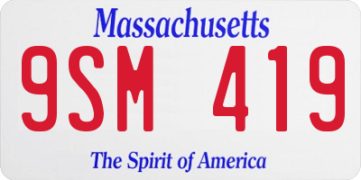 MA license plate 9SM419