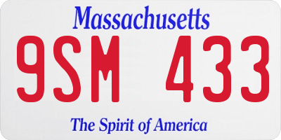 MA license plate 9SM433