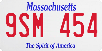 MA license plate 9SM454