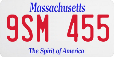 MA license plate 9SM455