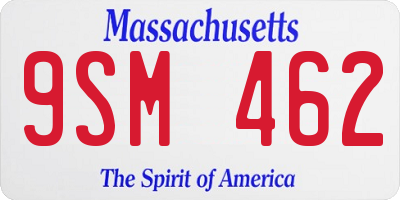 MA license plate 9SM462