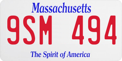 MA license plate 9SM494