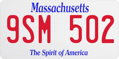 MA license plate 9SM502