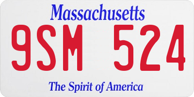 MA license plate 9SM524