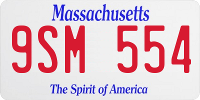 MA license plate 9SM554