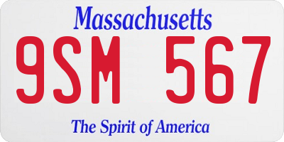 MA license plate 9SM567