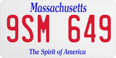 MA license plate 9SM649