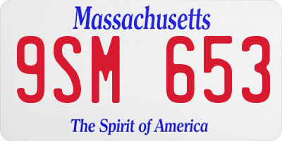 MA license plate 9SM653