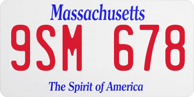 MA license plate 9SM678