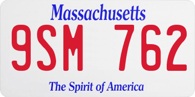 MA license plate 9SM762