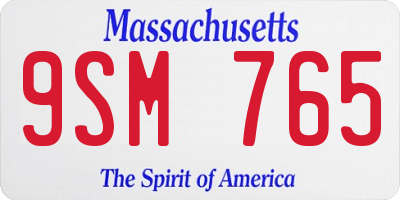 MA license plate 9SM765