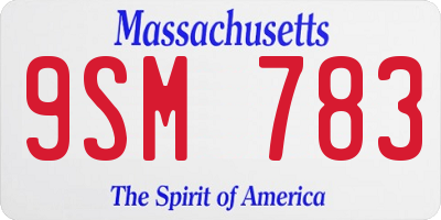 MA license plate 9SM783