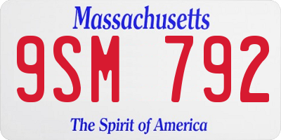 MA license plate 9SM792
