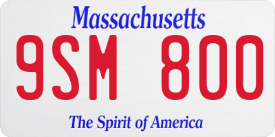 MA license plate 9SM800