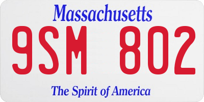 MA license plate 9SM802