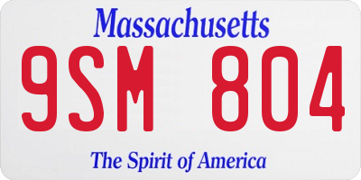 MA license plate 9SM804