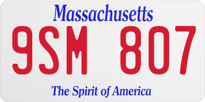 MA license plate 9SM807