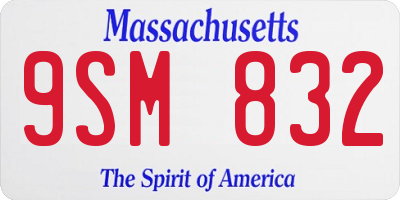 MA license plate 9SM832