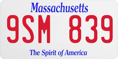 MA license plate 9SM839