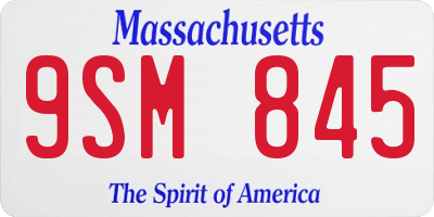 MA license plate 9SM845