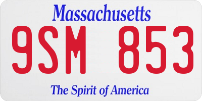 MA license plate 9SM853