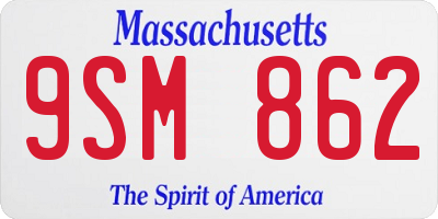 MA license plate 9SM862