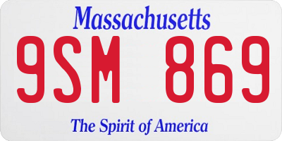 MA license plate 9SM869