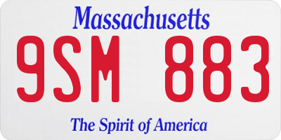 MA license plate 9SM883