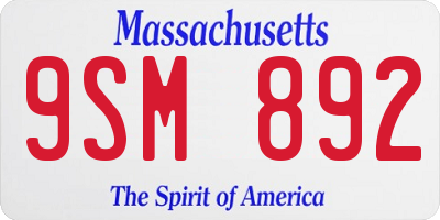 MA license plate 9SM892