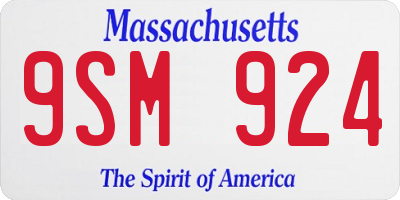 MA license plate 9SM924