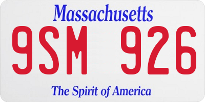 MA license plate 9SM926