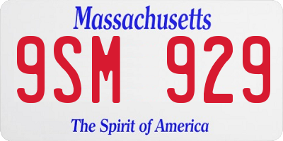 MA license plate 9SM929