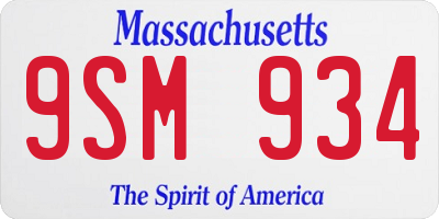 MA license plate 9SM934