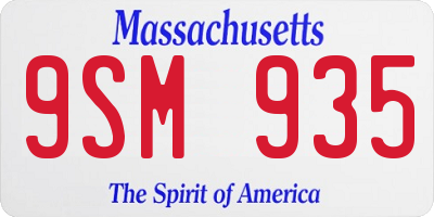 MA license plate 9SM935