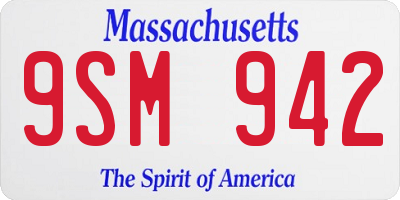 MA license plate 9SM942