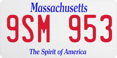 MA license plate 9SM953