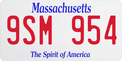 MA license plate 9SM954