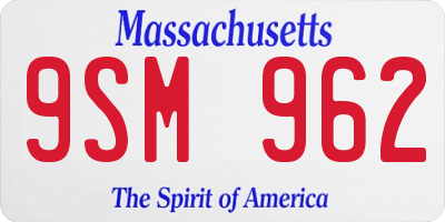 MA license plate 9SM962