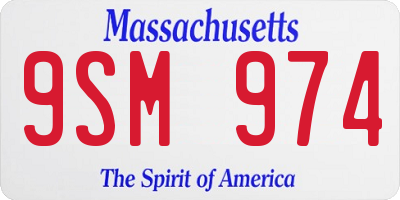 MA license plate 9SM974