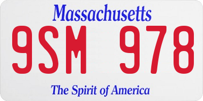MA license plate 9SM978