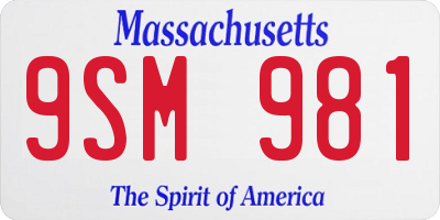 MA license plate 9SM981